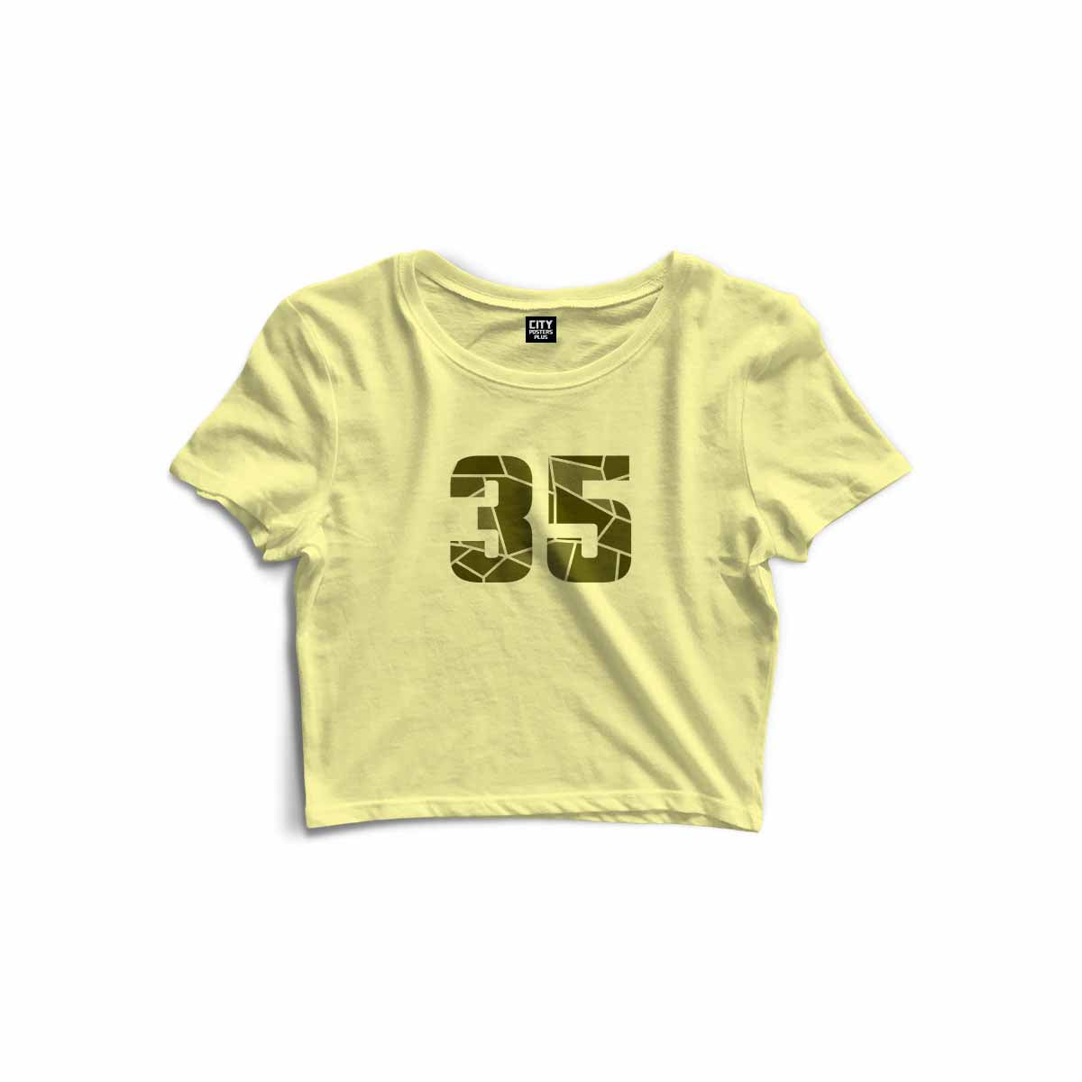 35 Number Women Crop Top (Butter Yellow)