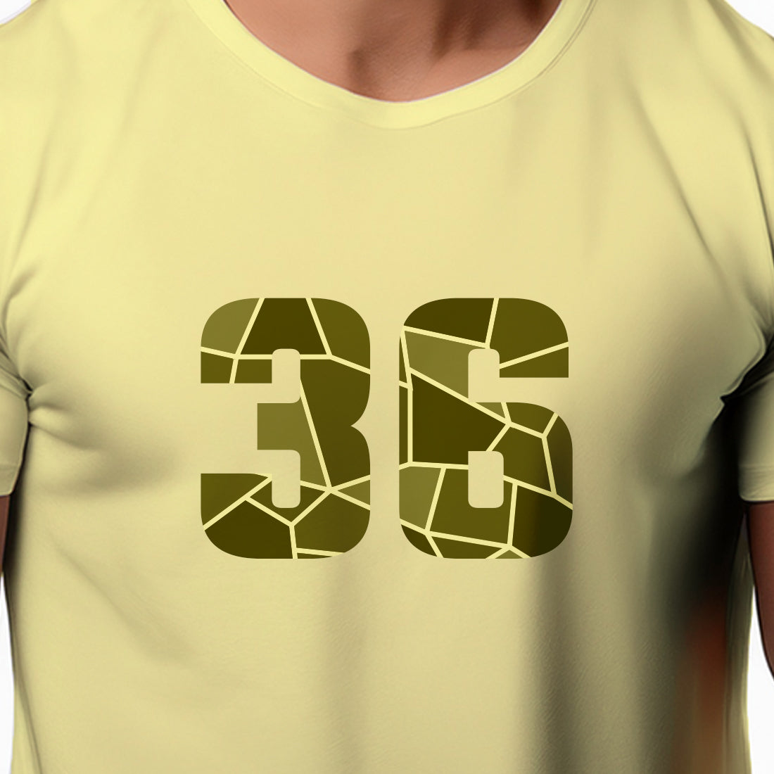 36 Number Men Unisex T-Shirt | Custom Number Graphic Tee (Butter Yellow)