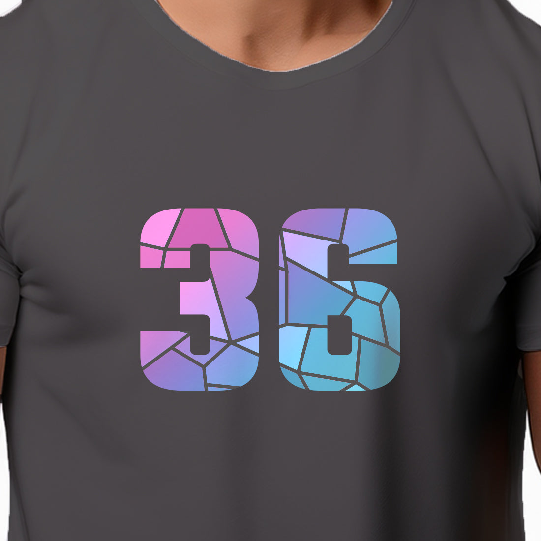 36 Number Men Unisex T-Shirt | Custom Number Graphic Tee (Charcoal Grey)