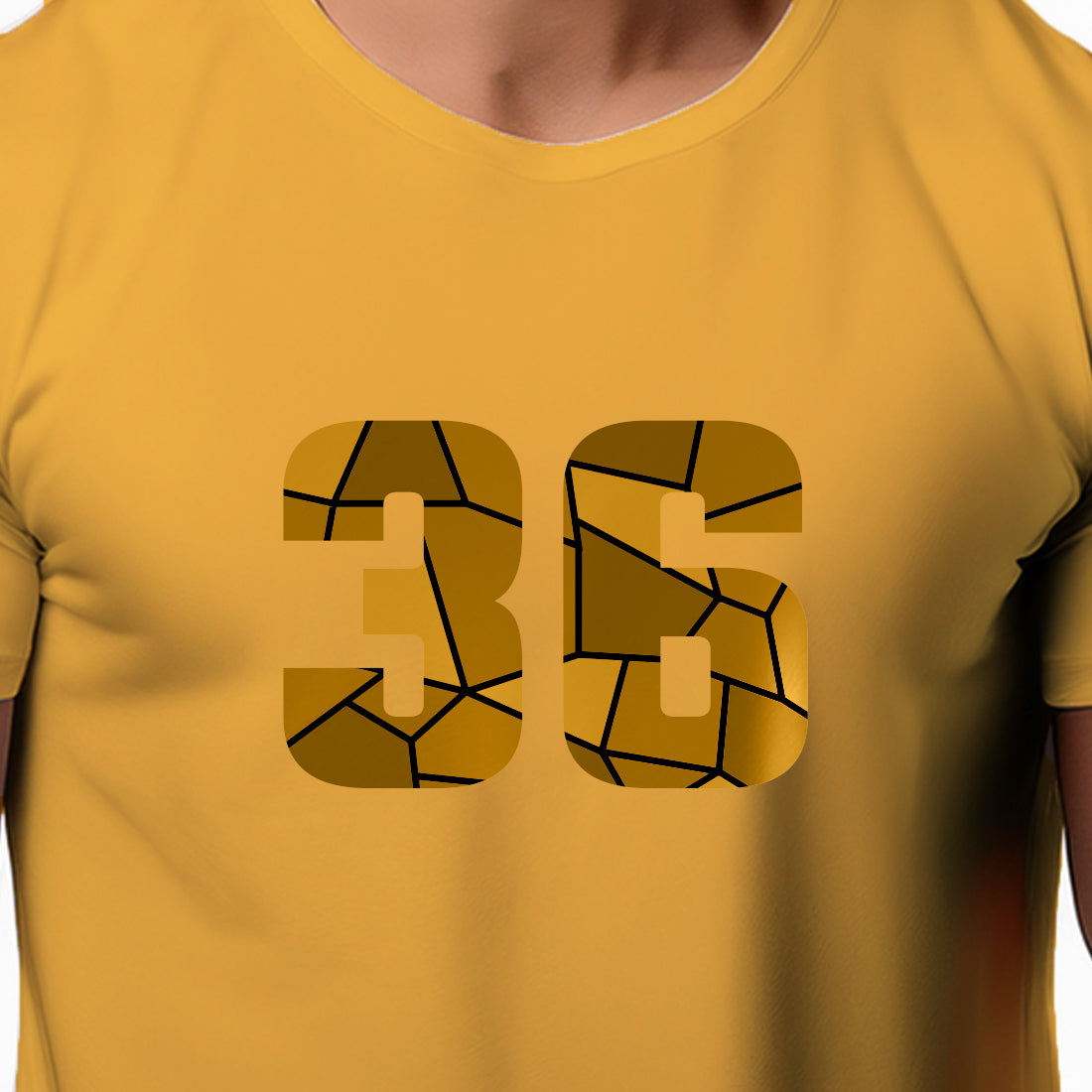 36 Number Men Unisex T-Shirt | Custom Number Graphic Tee (Golden Yellow)