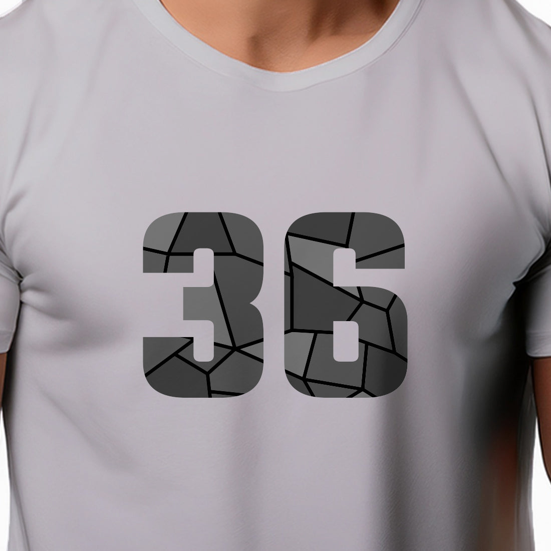 36 Number Men Unisex T-Shirt | Custom Number Graphic Tee (Melange Grey)