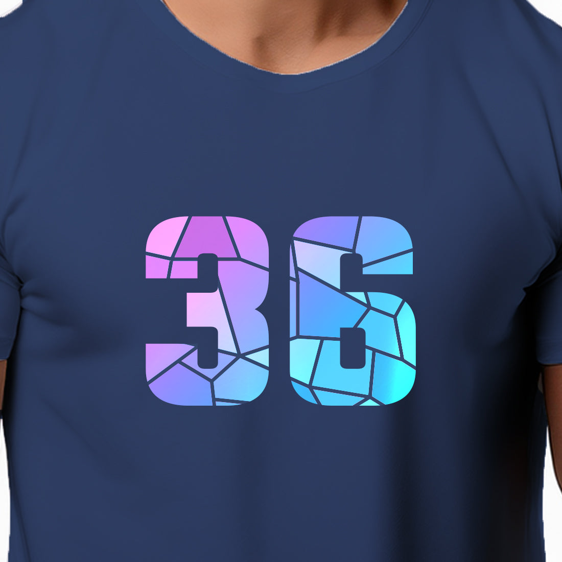 36 Number Men Unisex T-Shirt | Custom Number Graphic Tee (Navy Blue)