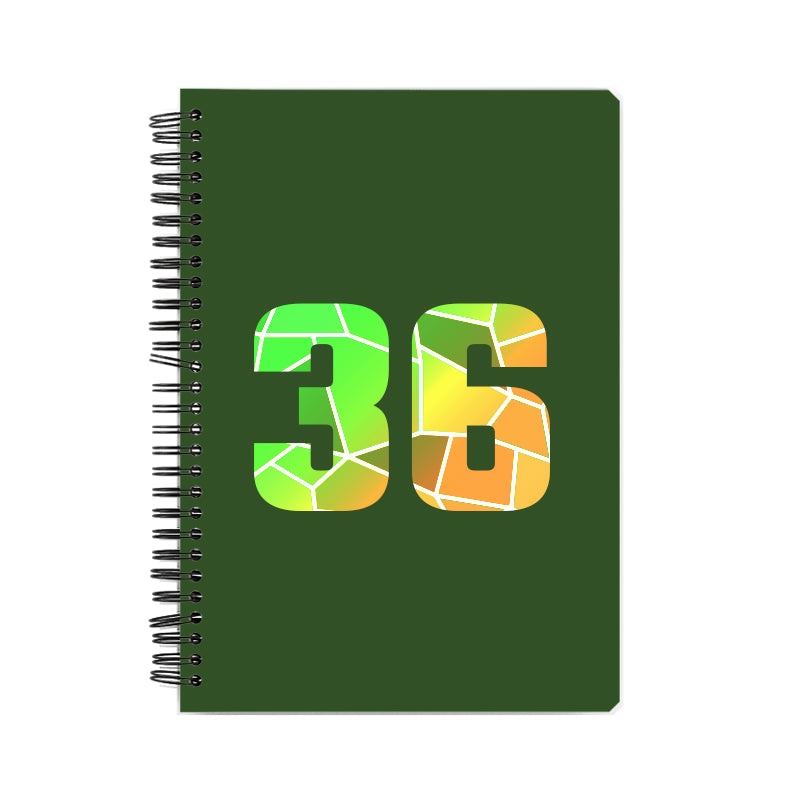 36 Number Notebook (Olive Green, A5 Size, 100 Pages, Ruled, 6 Pack)