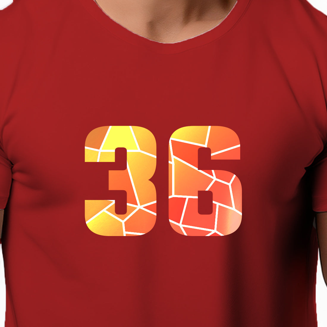 36 Number Men Unisex T-Shirt | Custom Number Graphic Tee (Red)
