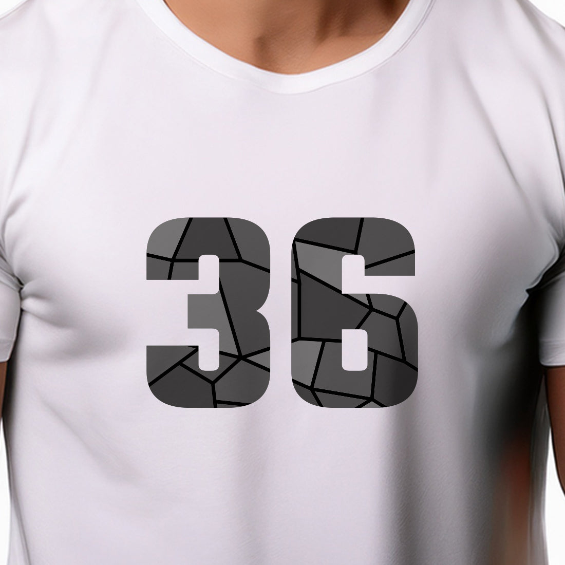 36 Number Men Unisex T-Shirt | Custom Number Graphic Tee (White)
