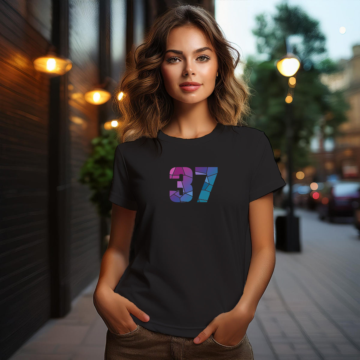 37 Number Women T-Shirt (Black)