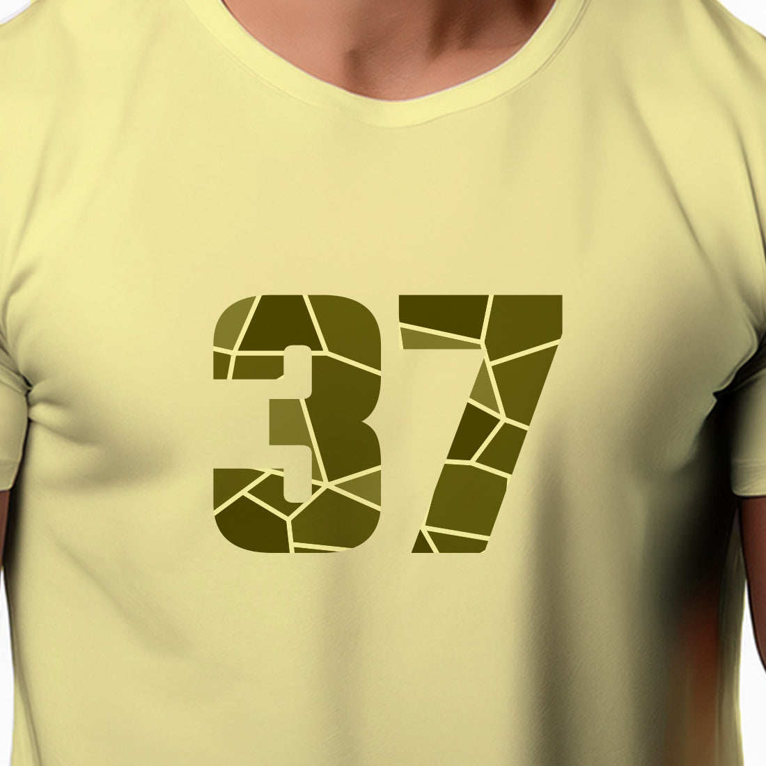 37 Number Men Unisex T-Shirt | Custom Number Graphic Tee (Butter Yellow)