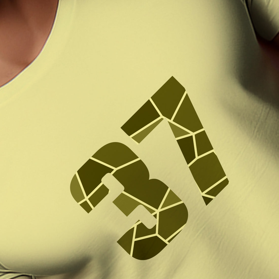 37 Number Men Unisex T-Shirt | Custom Number Graphic Tee (Butter Yellow)