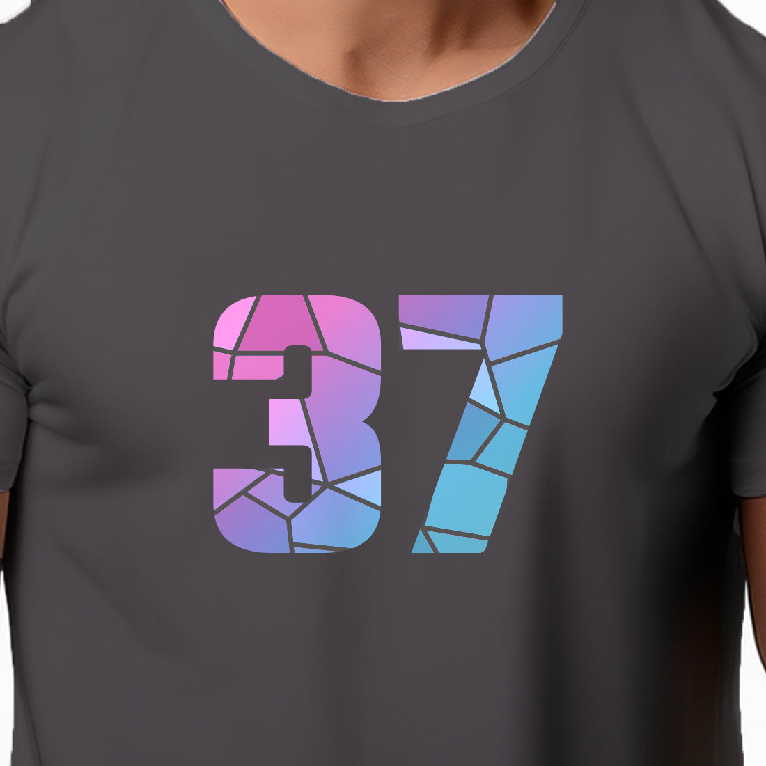 37 Number Men Unisex T-Shirt | Custom Number Graphic Tee (Charcoal Grey)
