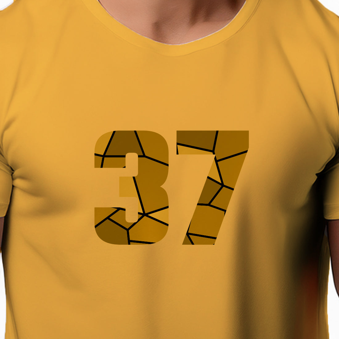 37 Number Men Unisex T-Shirt | Custom Number Graphic Tee (Golden Yellow)