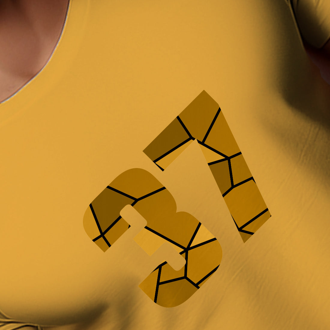 37 Number Men Unisex T-Shirt | Custom Number Graphic Tee (Golden Yellow)
