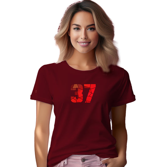 37 Number Women T-Shirt (Maroon)