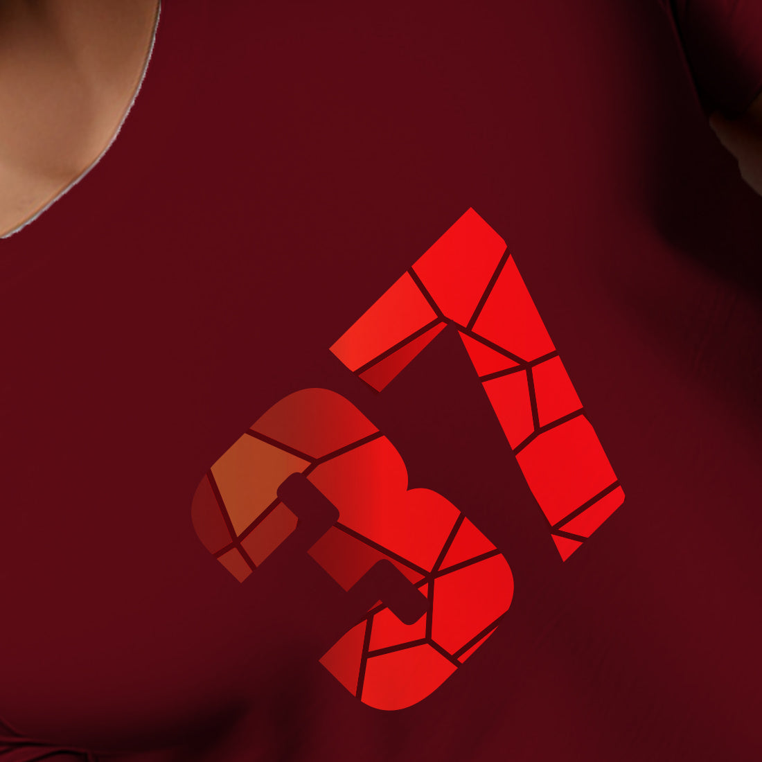 37 Number Men Unisex T-Shirt | Custom Number Graphic Tee (Maroon)