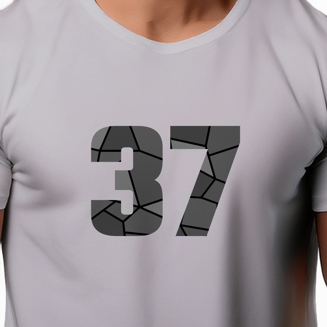 37 Number Men Unisex T-Shirt | Custom Number Graphic Tee (Melange Grey)