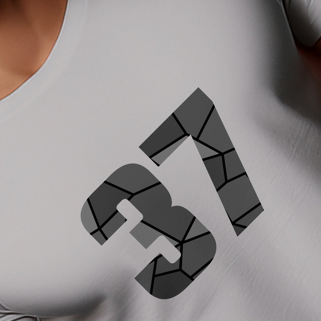 37 Number Men Unisex T-Shirt | Custom Number Graphic Tee (Melange Grey)