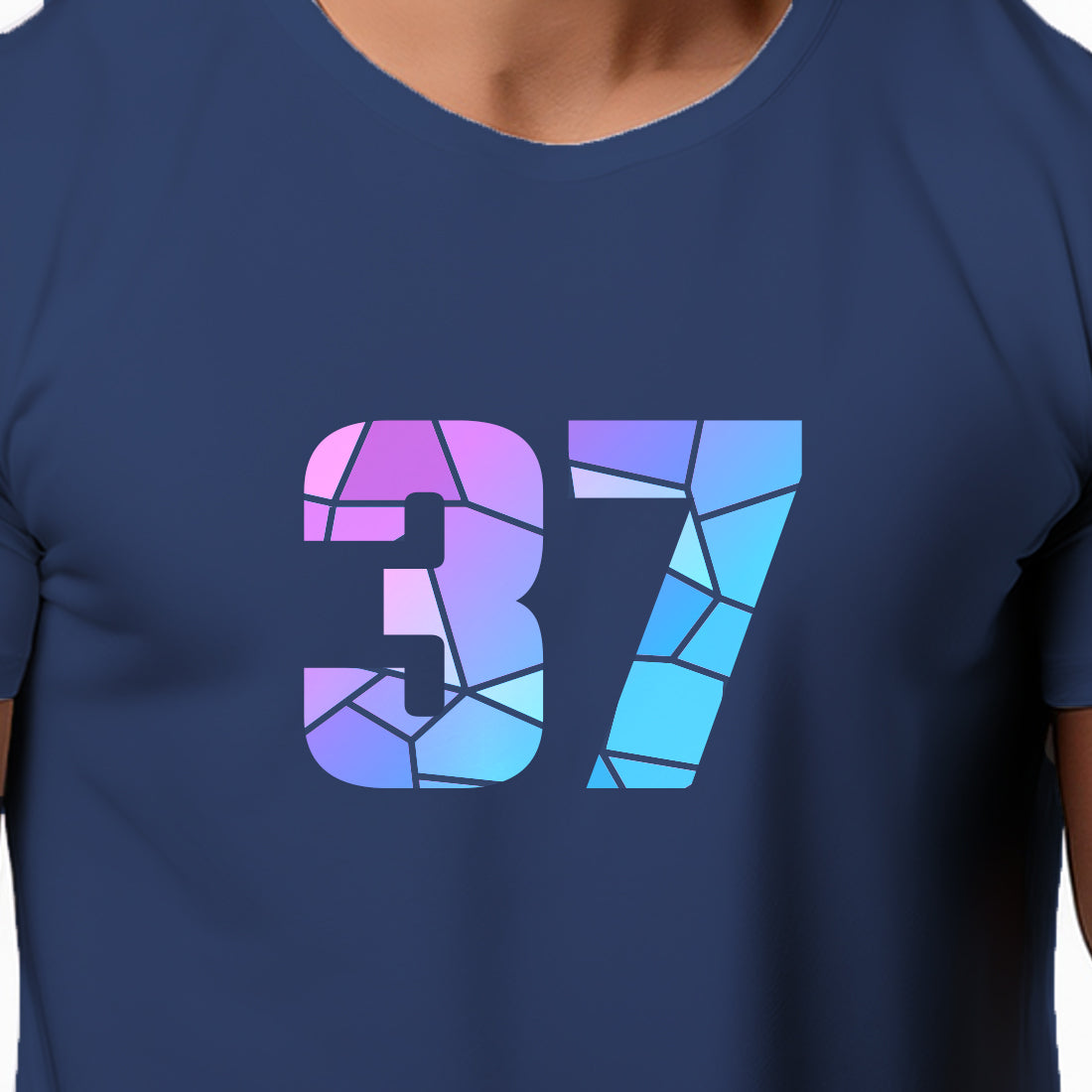 37 Number Men Unisex T-Shirt | Custom Number Graphic Tee (Navy Blue)