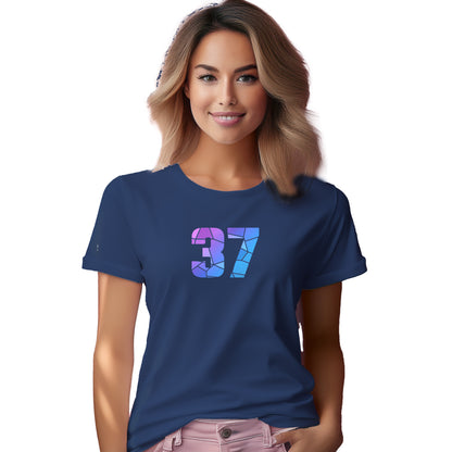 37 Number Women T-Shirt (Navy Blue) | Stylish Numeric Graphic Tee