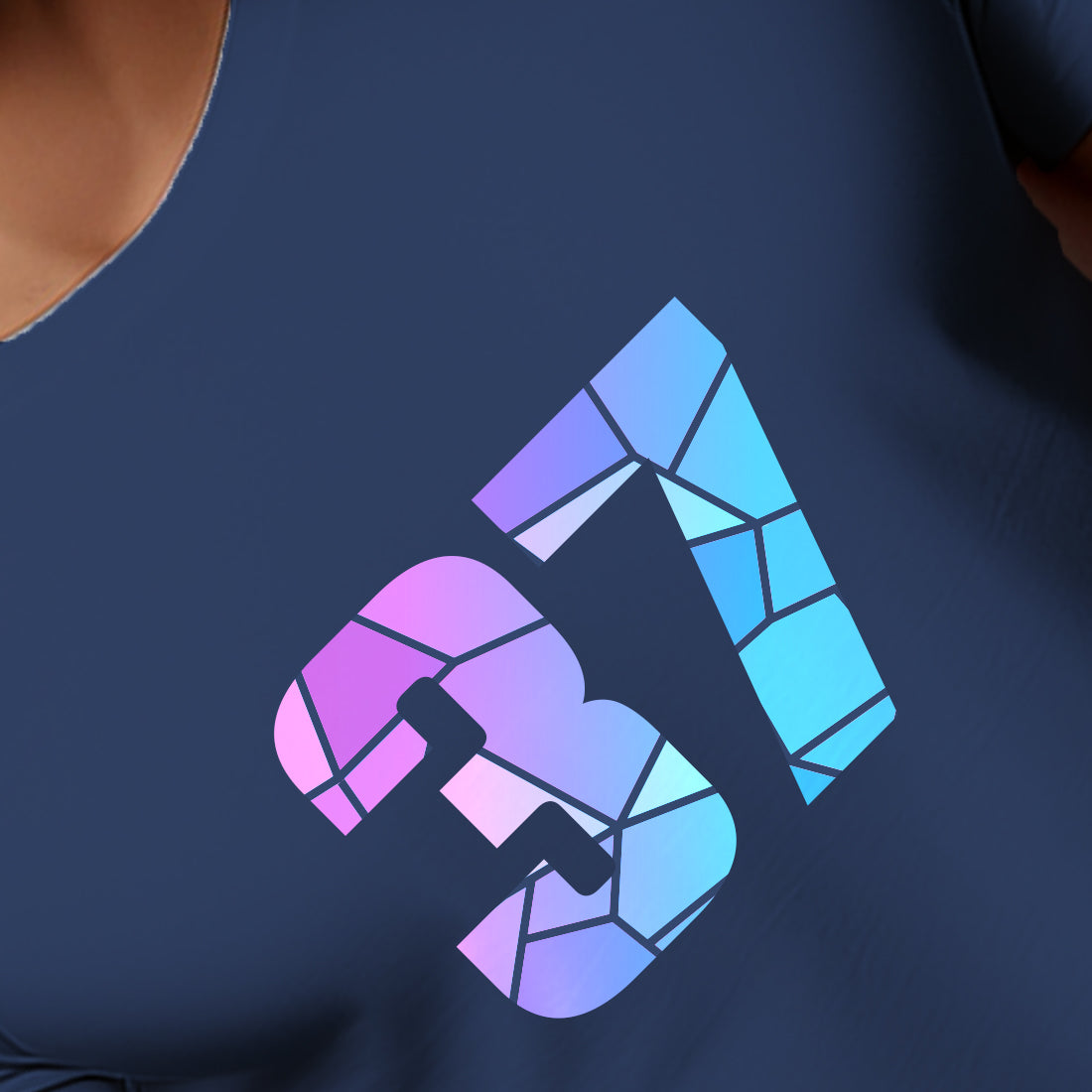 37 Number Men Unisex T-Shirt | Custom Number Graphic Tee (Navy Blue)