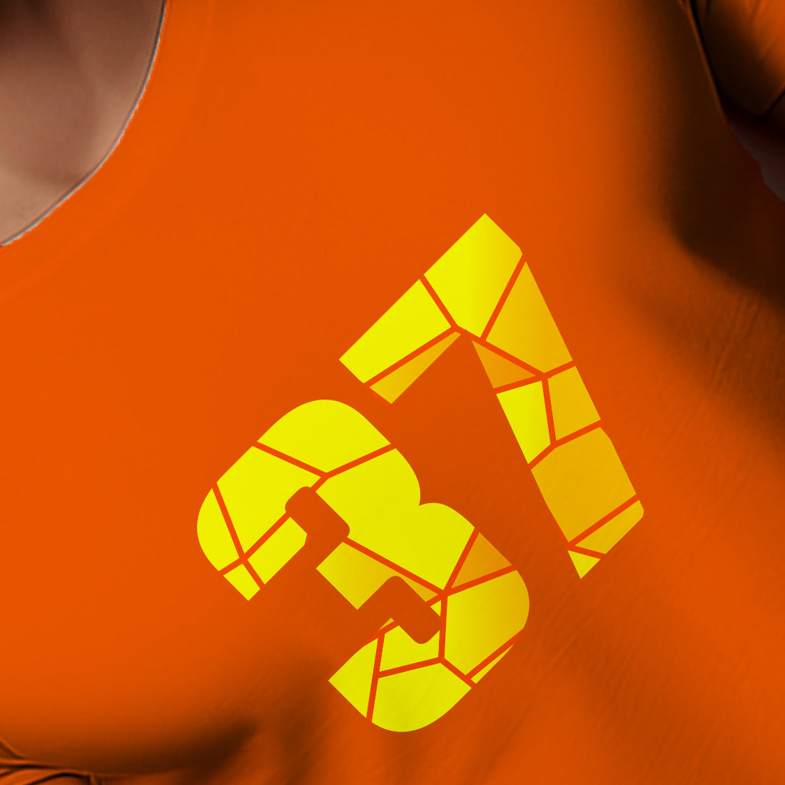 37 Number Men Unisex T-Shirt | Custom Number Graphic Tee (Orange)