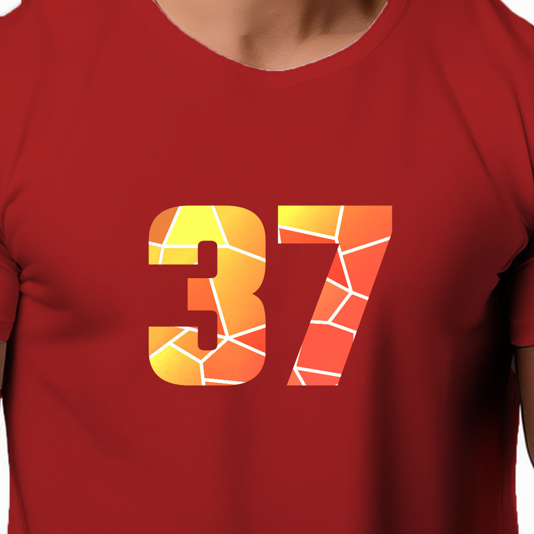 37 Number Men Unisex T-Shirt | Custom Number Graphic Tee (Red)