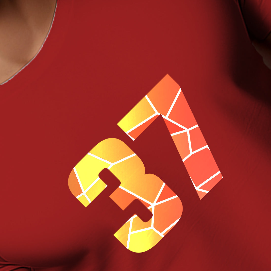 37 Number Men Unisex T-Shirt | Custom Number Graphic Tee (Red)