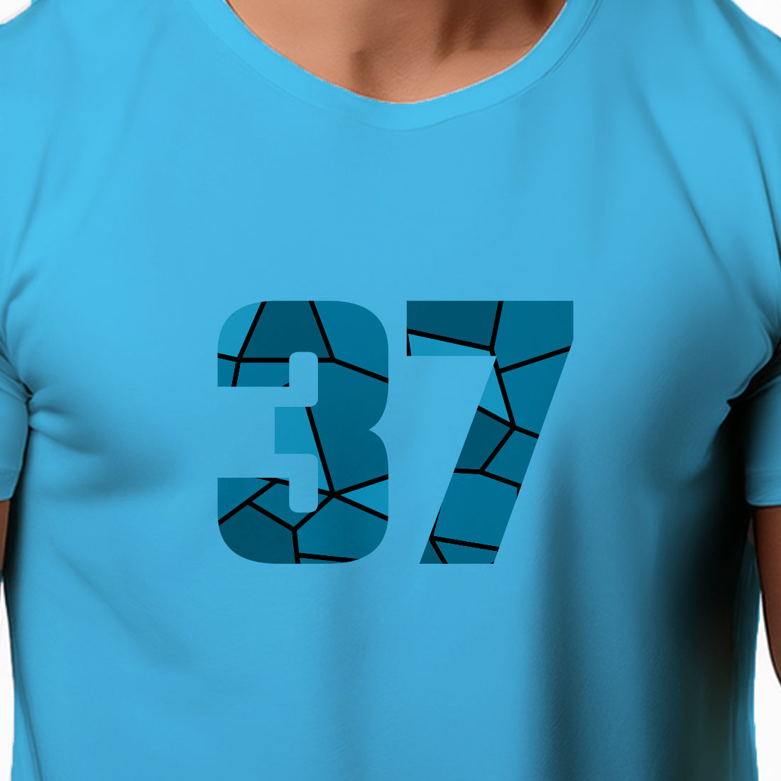 37 Number Men Unisex T-Shirt | Custom Number Graphic Tee (Sky Blue)