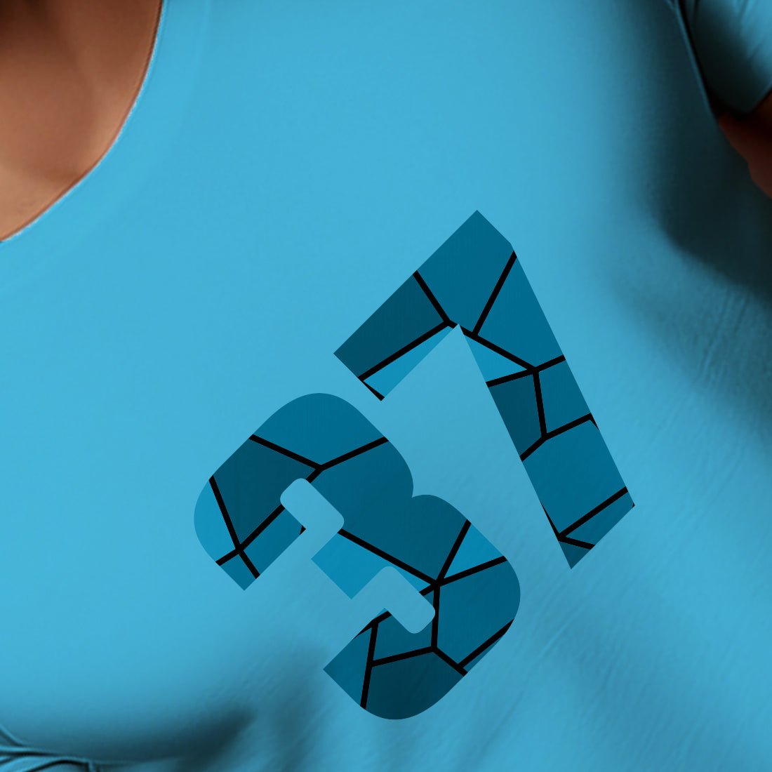 37 Number Men Unisex T-Shirt | Custom Number Graphic Tee (Sky Blue)