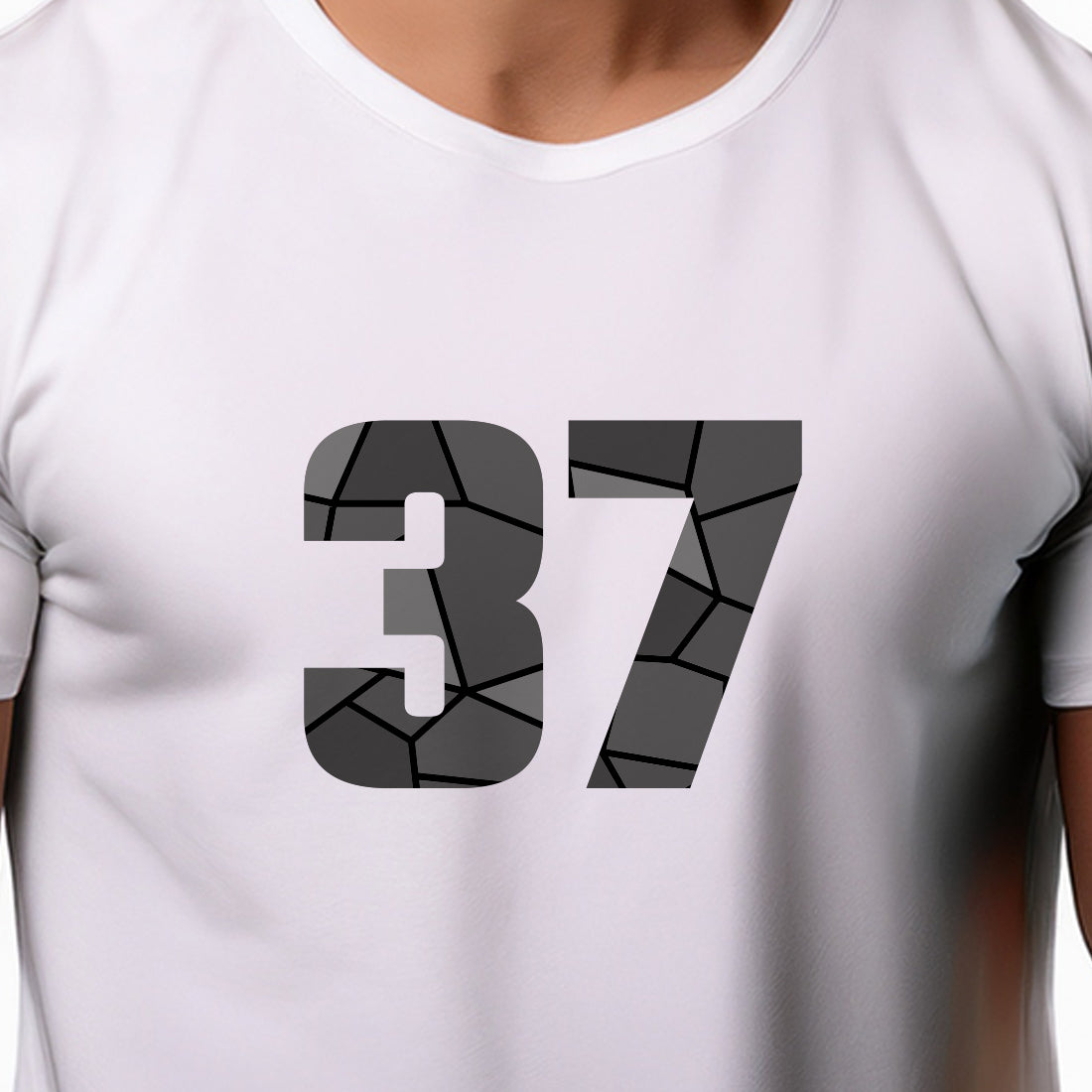 37 Number Men Unisex T-Shirt | Custom Number Graphic Tee (White)