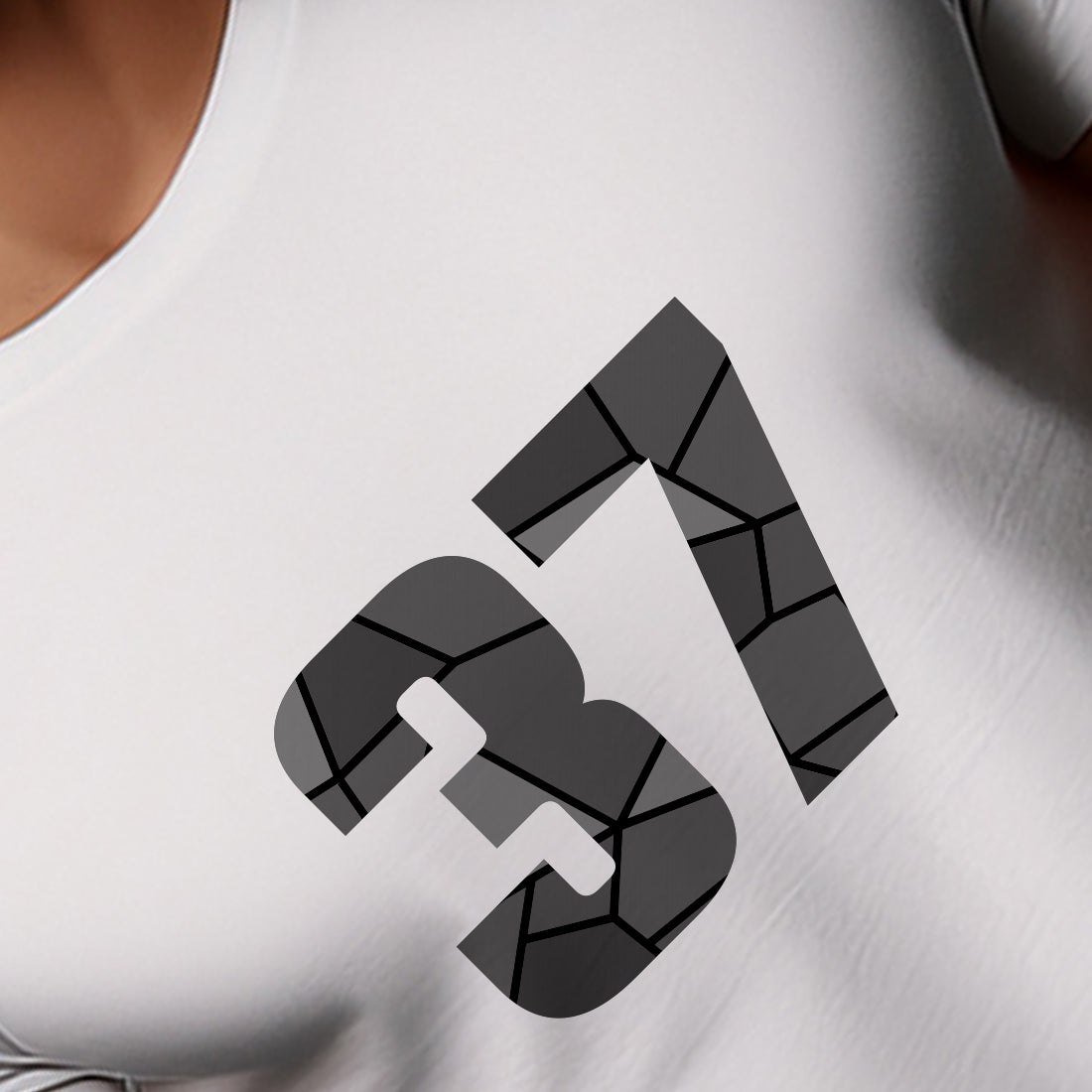 37 Number Men Unisex T-Shirt | Custom Number Graphic Tee (White)