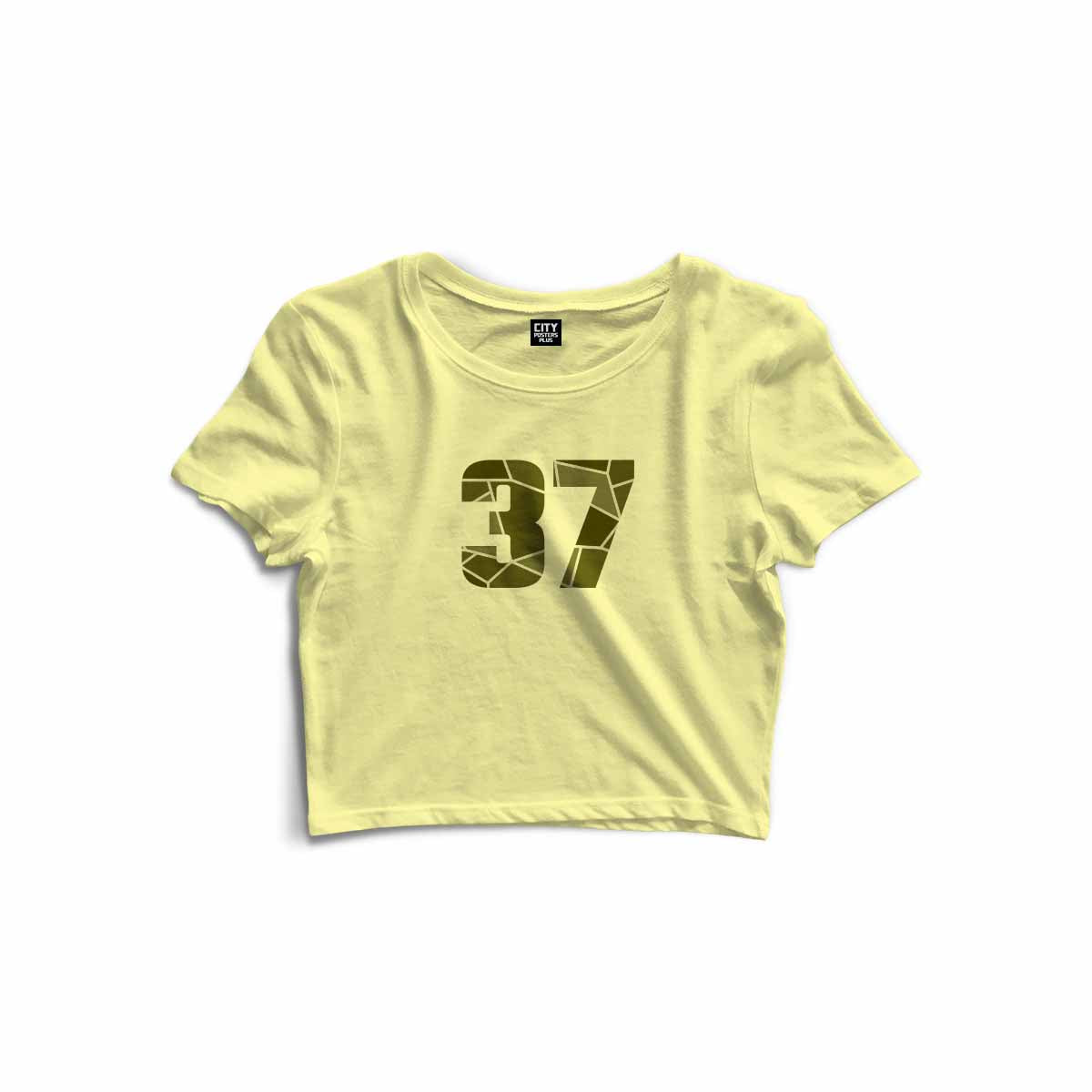 37 Number Women Crop Top (Butter Yellow)