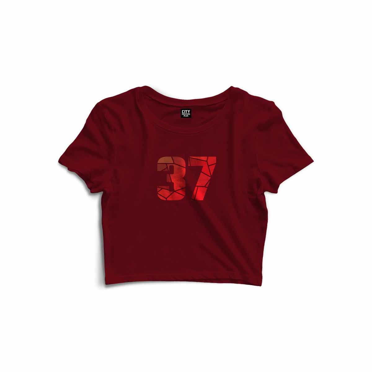 37 Number Women Crop Top (Maroon)