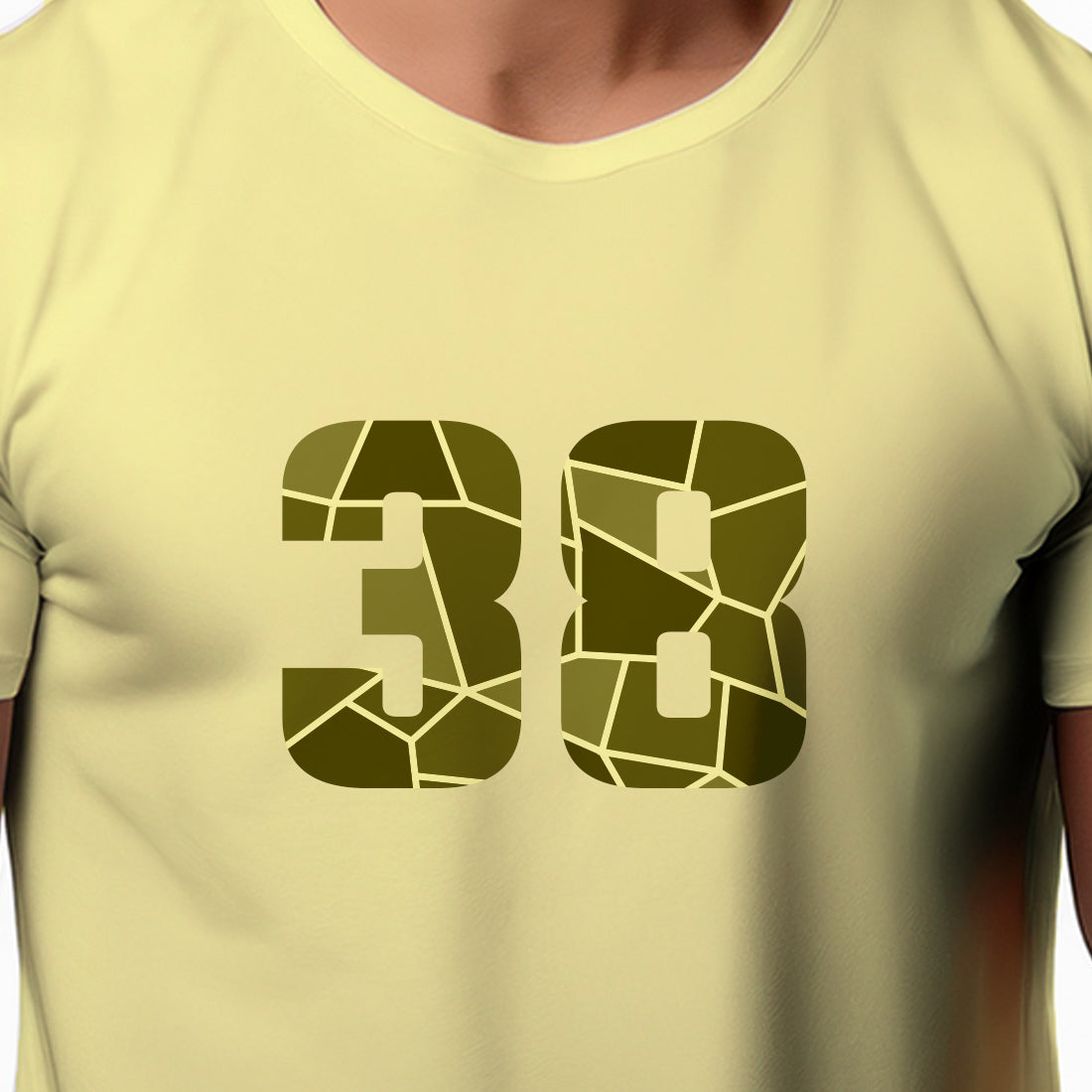 38 Number Men Unisex T-Shirt | Custom Number Graphic Tee (Butter Yellow)