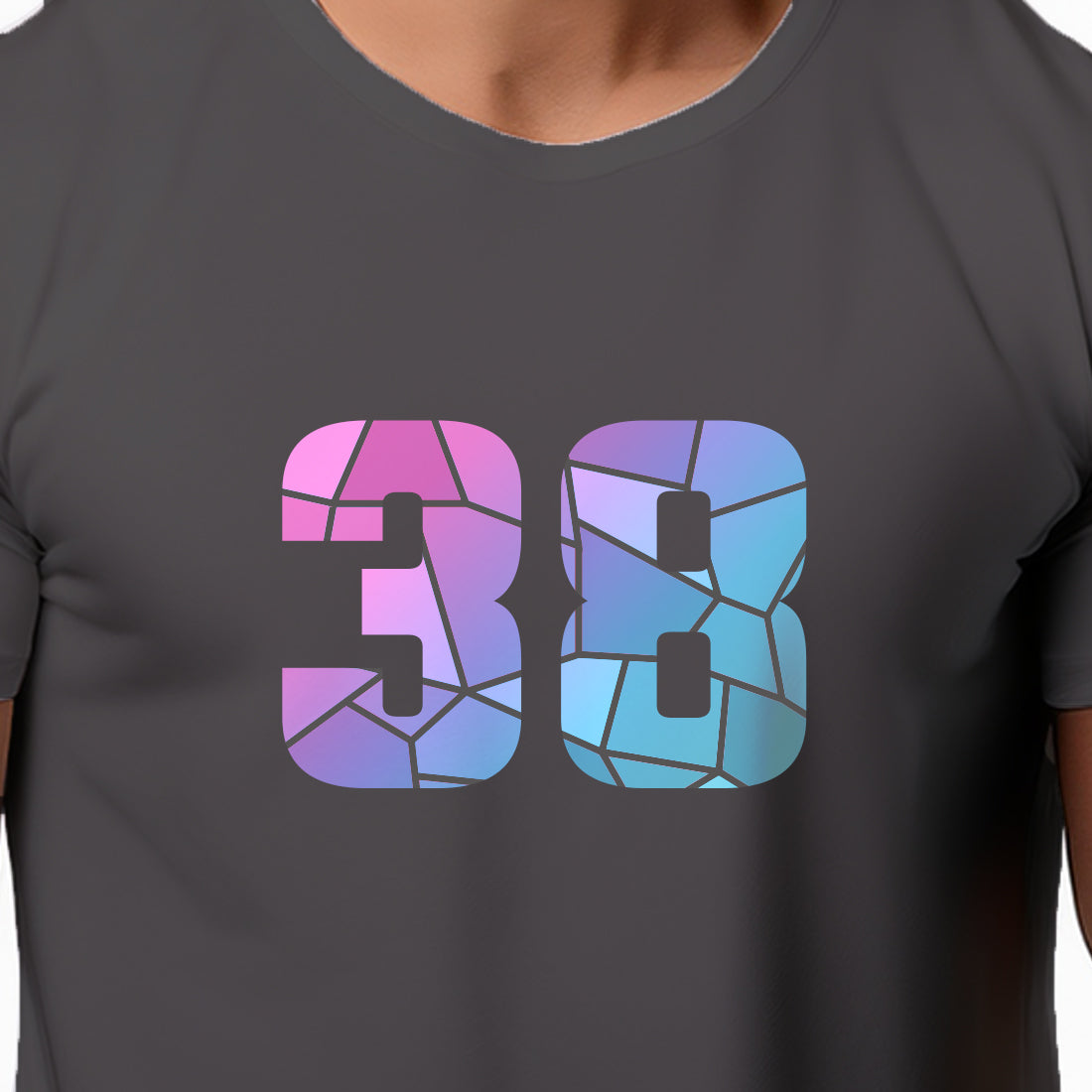 38 Number Men Unisex T-Shirt | Custom Number Graphic Tee (Charcoal Grey)