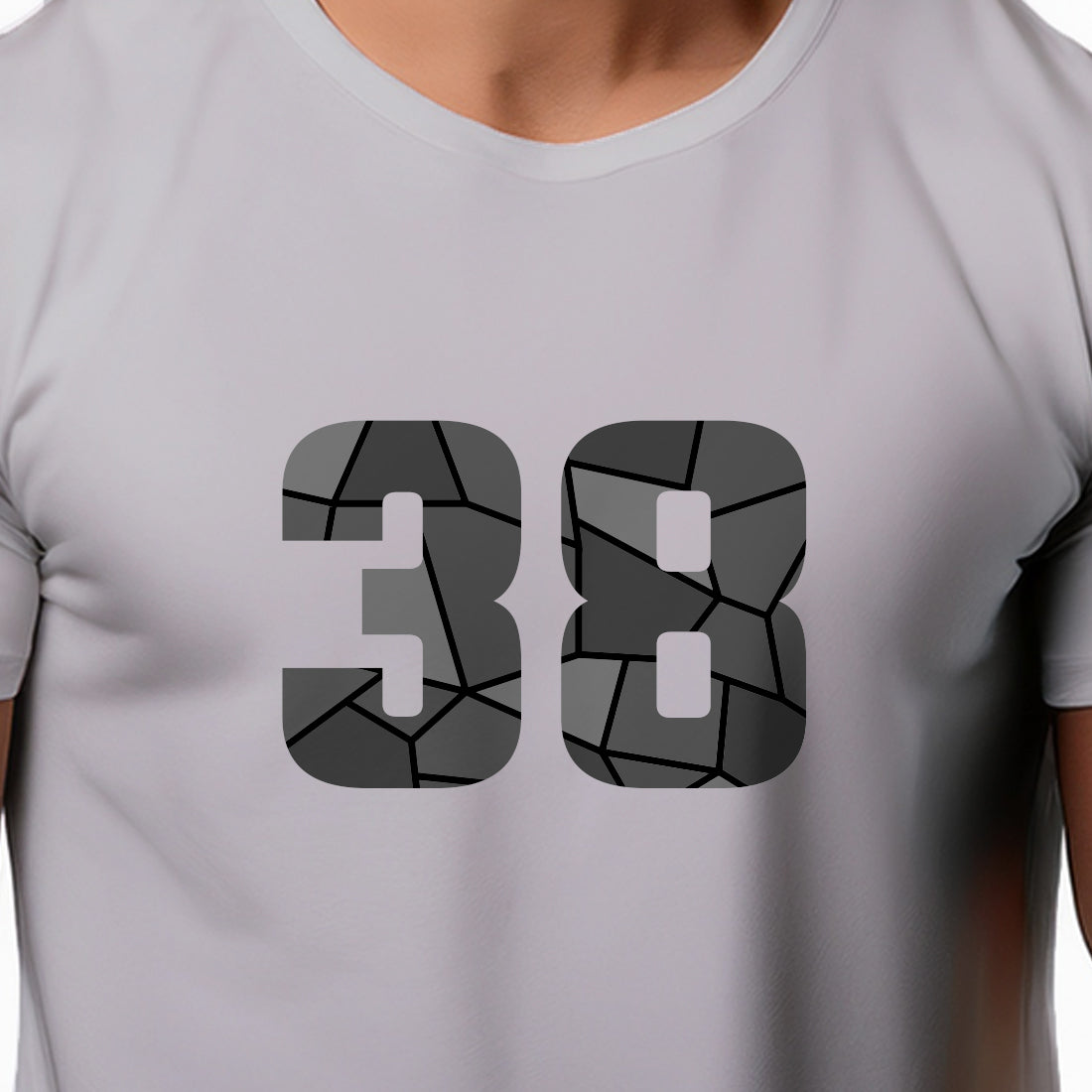 38 Number Men Unisex T-Shirt | Custom Number Graphic Tee (Melange Grey)