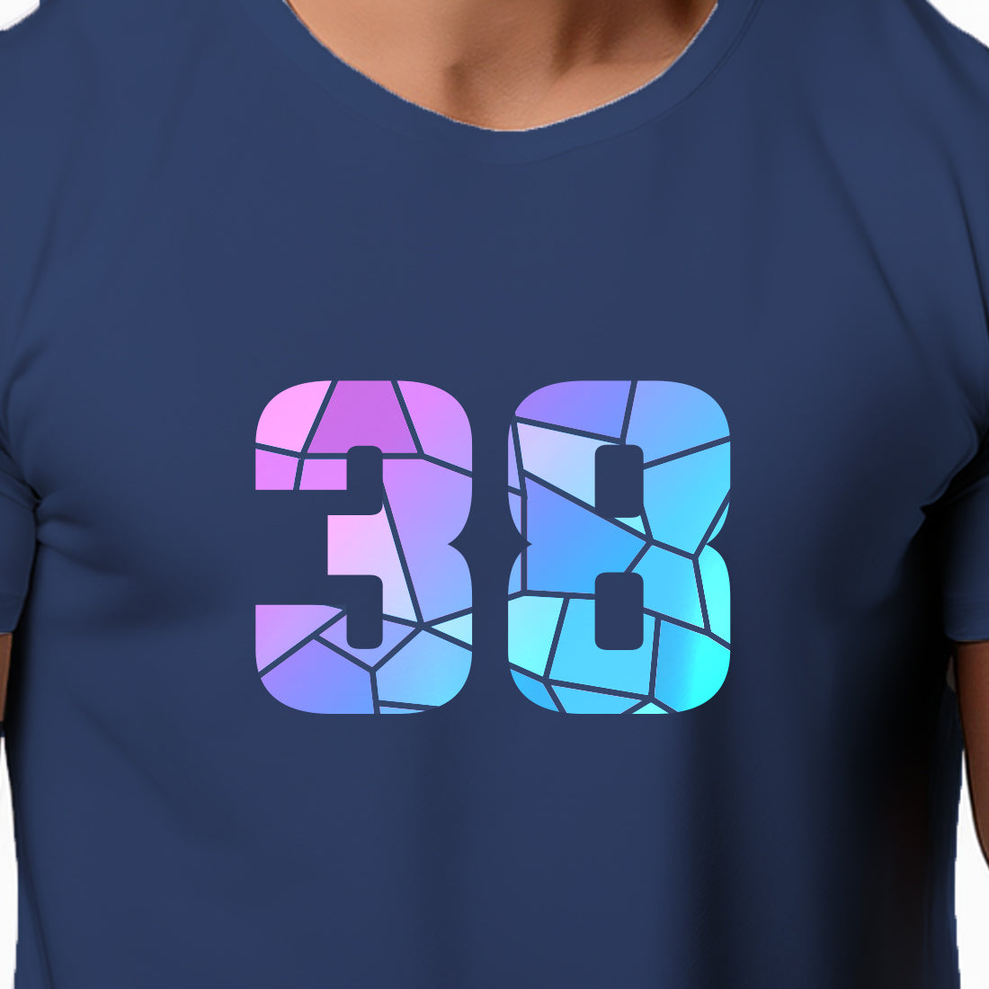 38 Number Men Unisex T-Shirt | Custom Number Graphic Tee (Navy Blue)