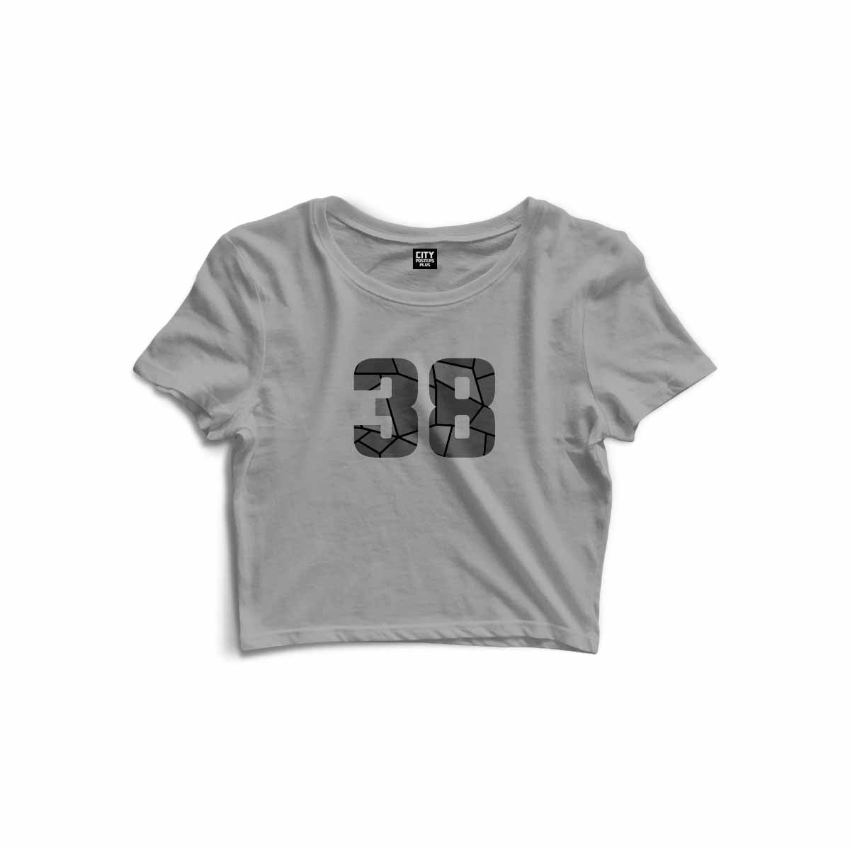 38 Number Women Crop Top (Melange Grey)