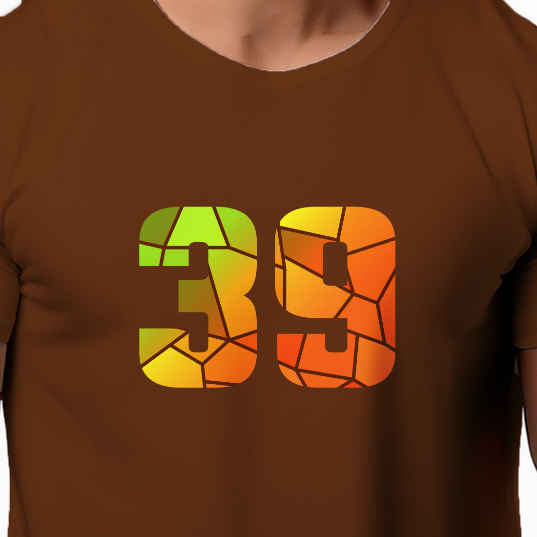 39 Number Men Unisex T-Shirt | Custom Number Graphic Tee (Brown)