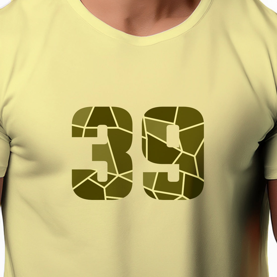 39 Number Men Unisex T-Shirt | Custom Number Graphic Tee (Butter Yellow)