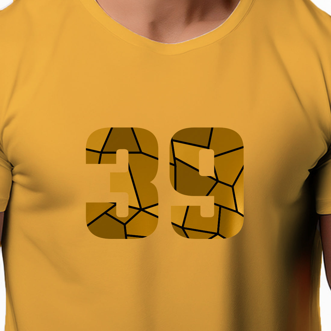 39 Number Men Unisex T-Shirt | Custom Number Graphic Tee (Golden Yellow)