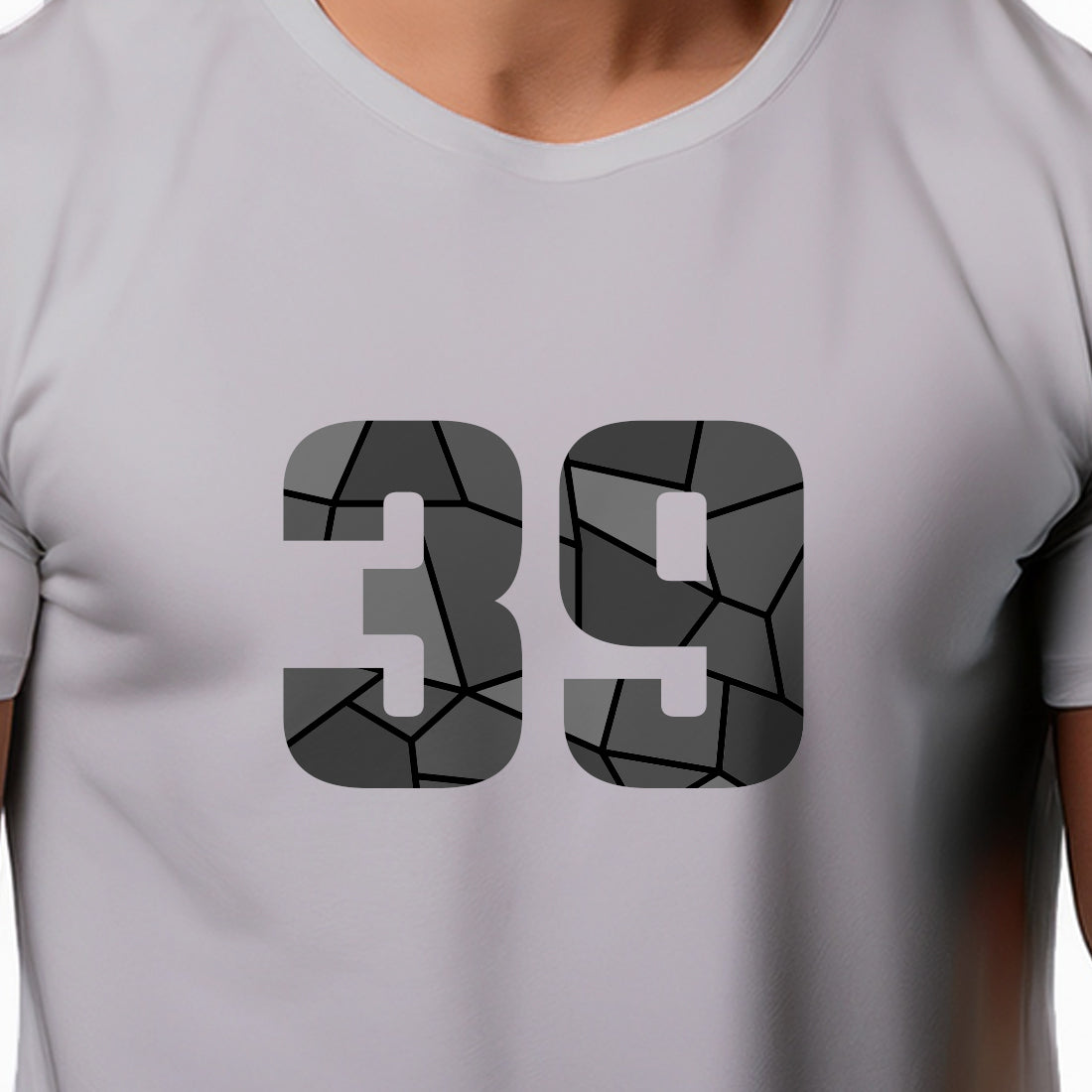 39 Number Men Unisex T-Shirt | Custom Number Graphic Tee (Melange Grey)