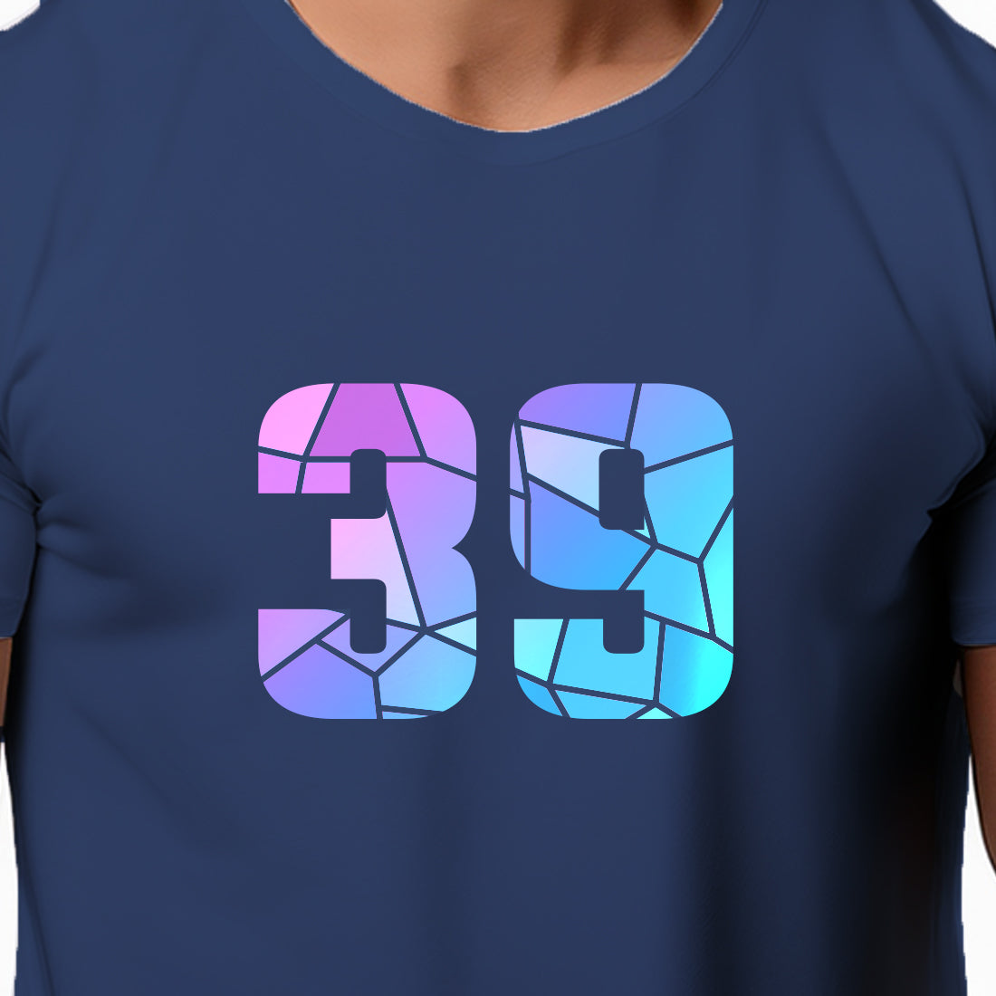 39 Number Men Unisex T-Shirt | Custom Number Graphic Tee (Navy Blue)