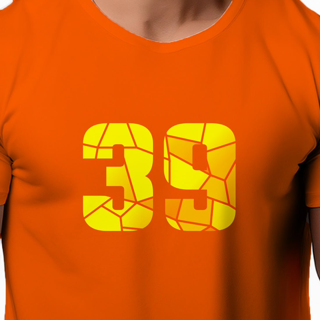 39 Number Men Unisex T-Shirt | Custom Number Graphic Tee (Orange)