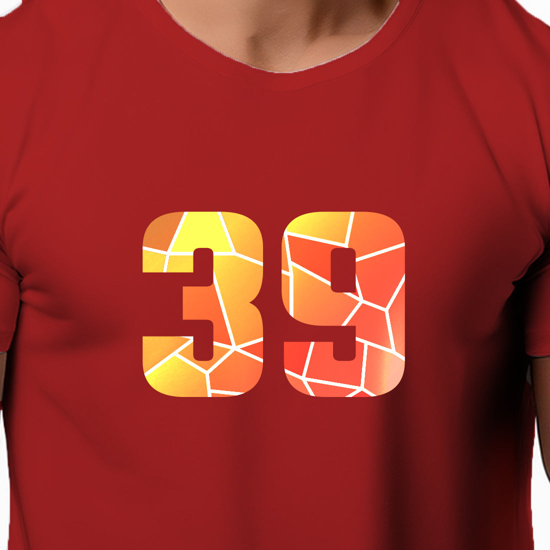 39 Number Men Unisex T-Shirt | Custom Number Graphic Tee (Red)