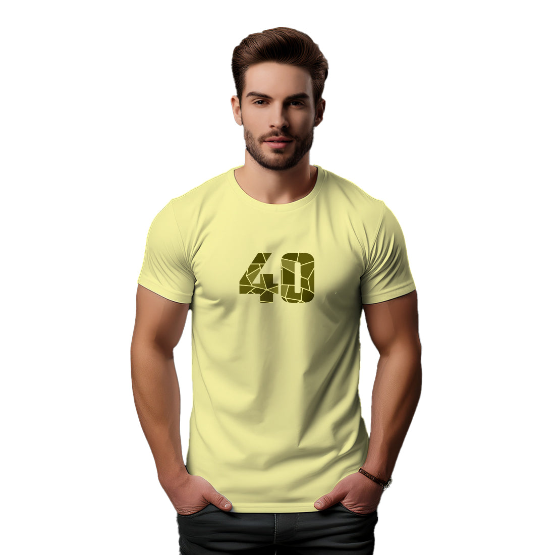 40 Number Men Unisex T-Shirt (Butter Yellow)