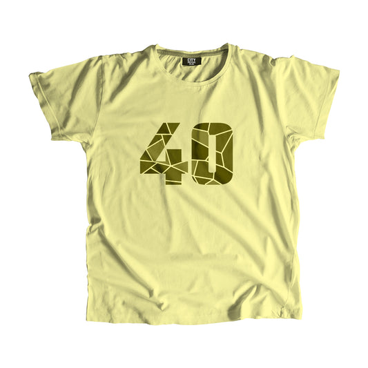 40 Number Men Unisex T-Shirt | Custom Number Graphic Tee (Butter Yellow)