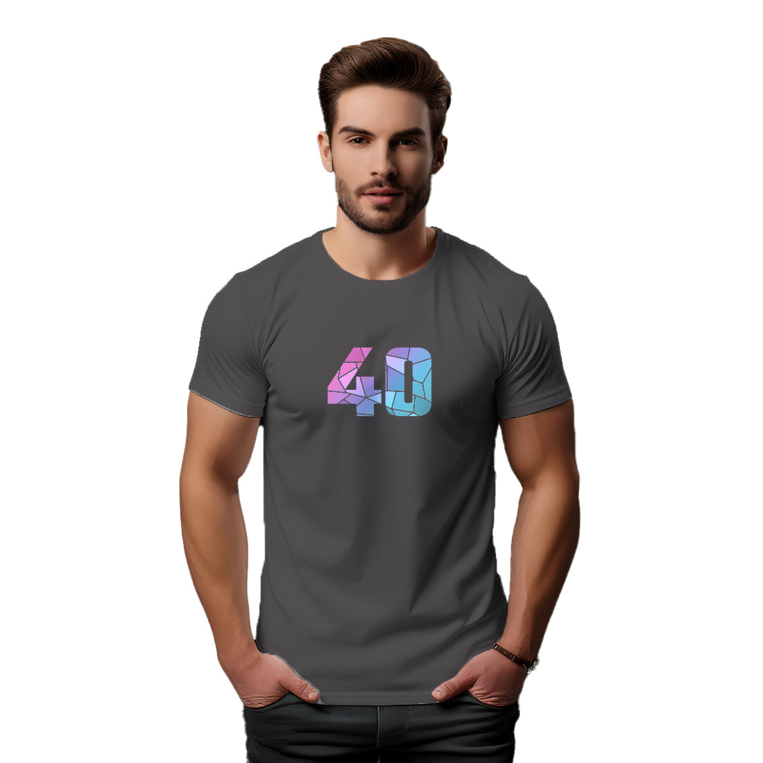 40 Number Men Unisex T-Shirt (Charcoal Grey)