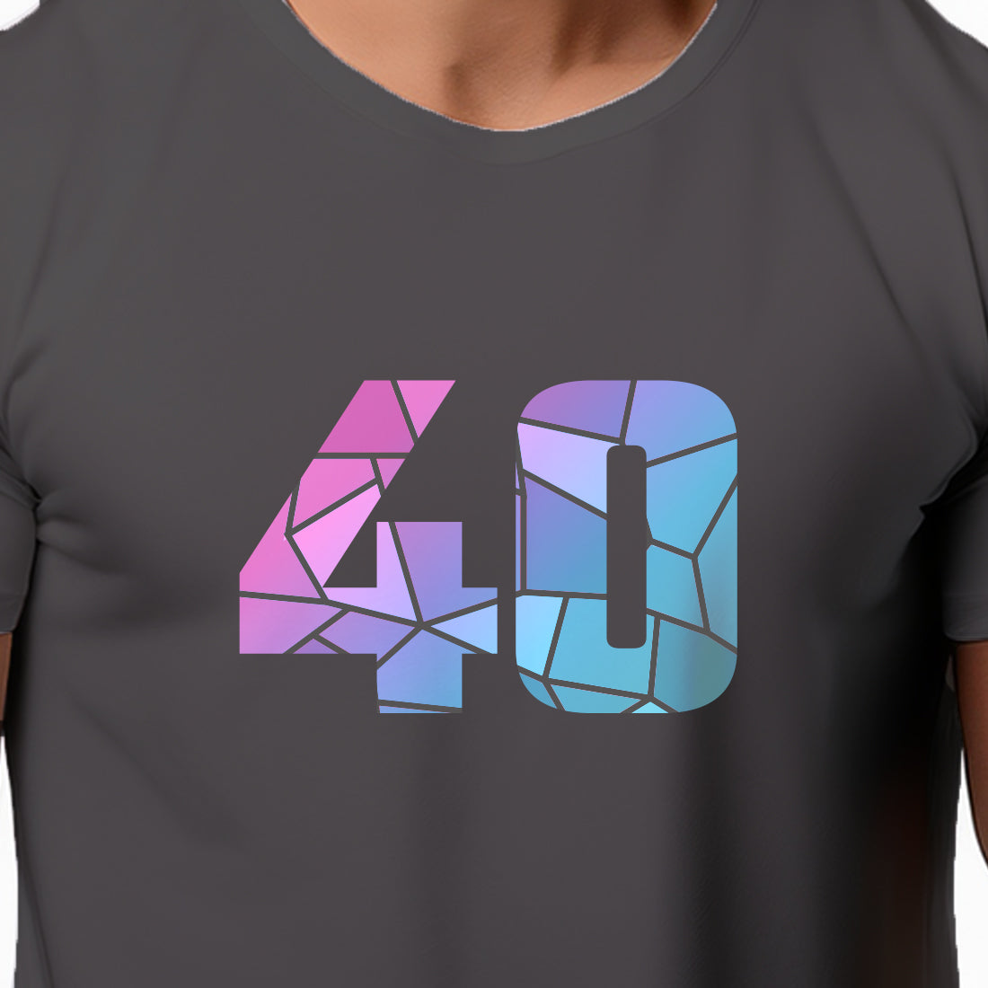 40 Number Men Unisex T-Shirt | Custom Number Graphic Tee (Charcoal Grey)