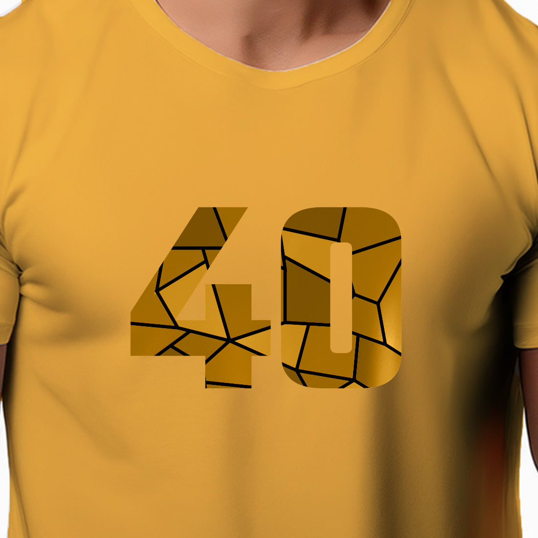 40 Number Men Unisex T-Shirt | Custom Number Graphic Tee (Golden Yellow)