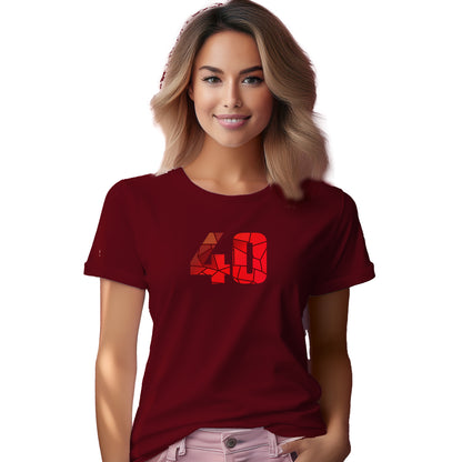 40 Number Women T-Shirt (Maroon) | Stylish Numeric Graphic Tee