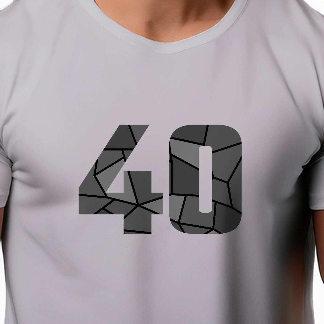 40 Number Men Unisex T-Shirt | Custom Number Graphic Tee (Melange Grey)